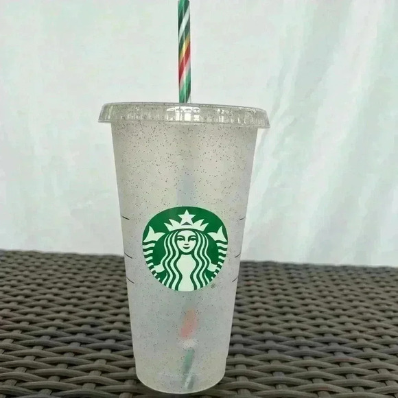NWOT Starbucks Venti sized glitter Holiday cold cup with lid and straw. - Picture 1 of 6